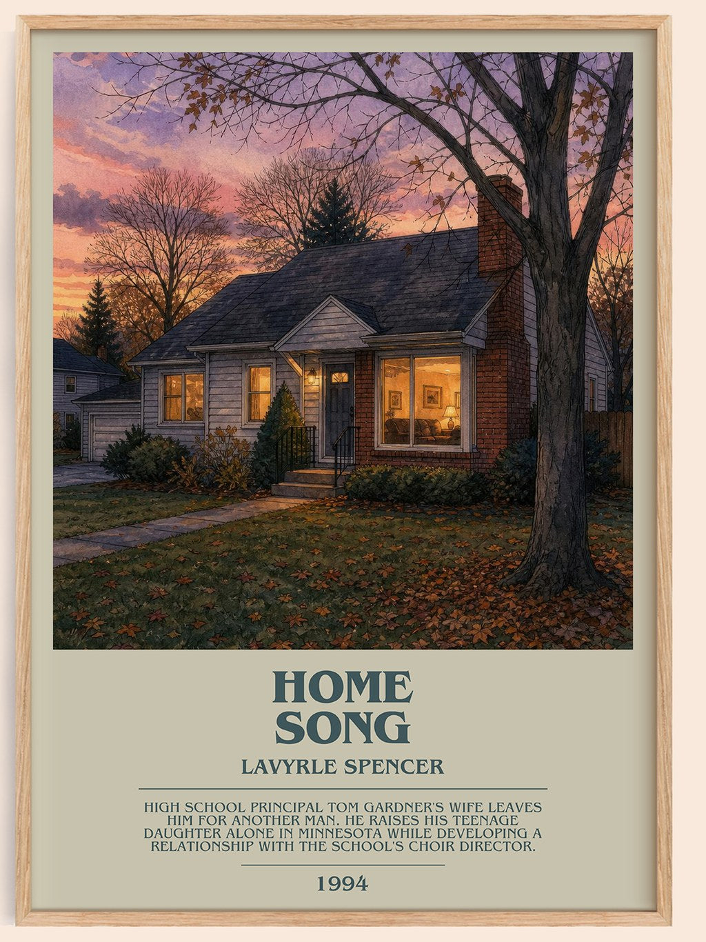 Home Song bookish book poster by LaVyrle Spencer – framed literary art print