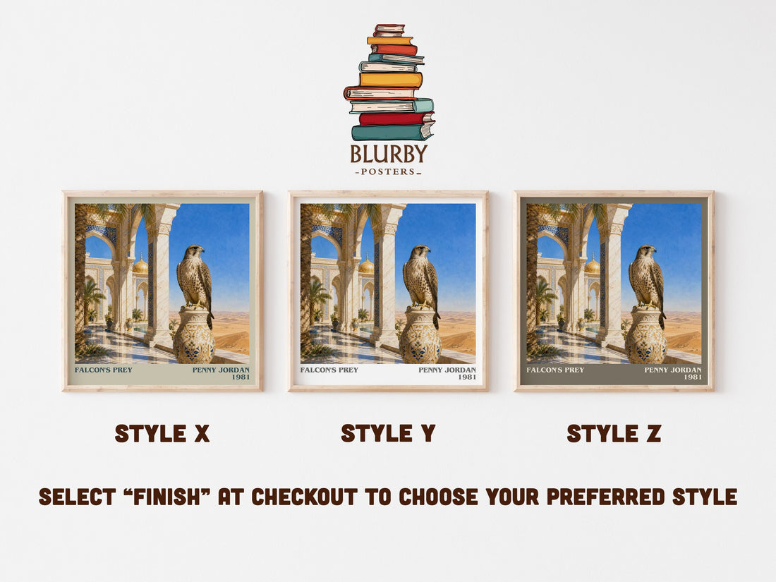 Falcon's Prey literary print in frame leaning in hallway – romance wall art (mockup)