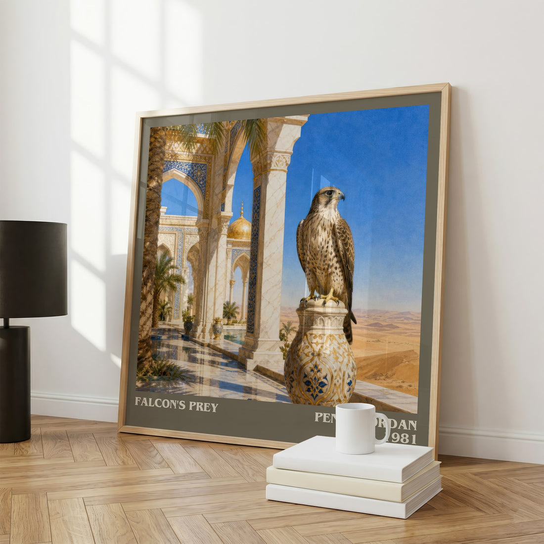 Falcon's Prey literary print framed by window – literary home decor