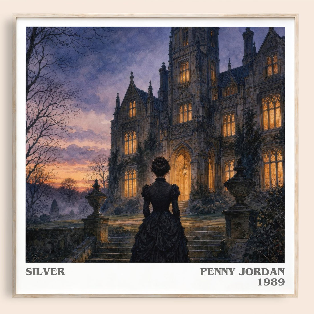 Silver literary book poster by Penny Jordan – framed literary art print