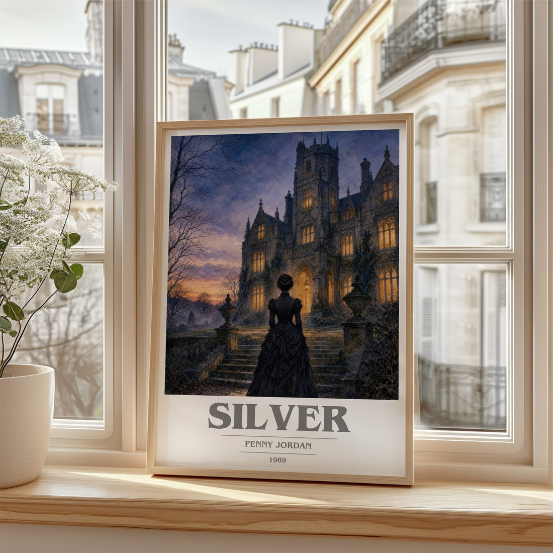 Silver book cover poster colour and style options – Penny Jordan book art