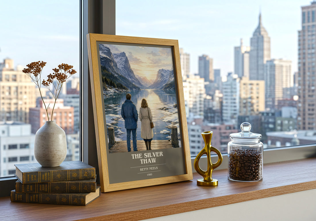 The Silver Thaw book cover print framed by window – literary home decor