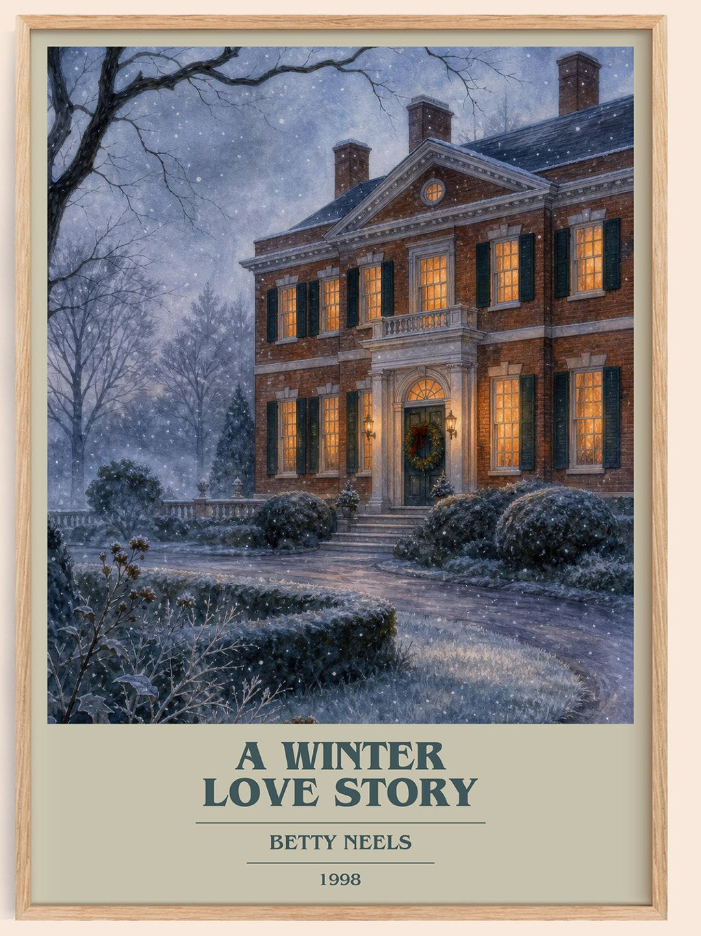 A Winter Love Story book cover book poster by Betty Neels – framed literary art print