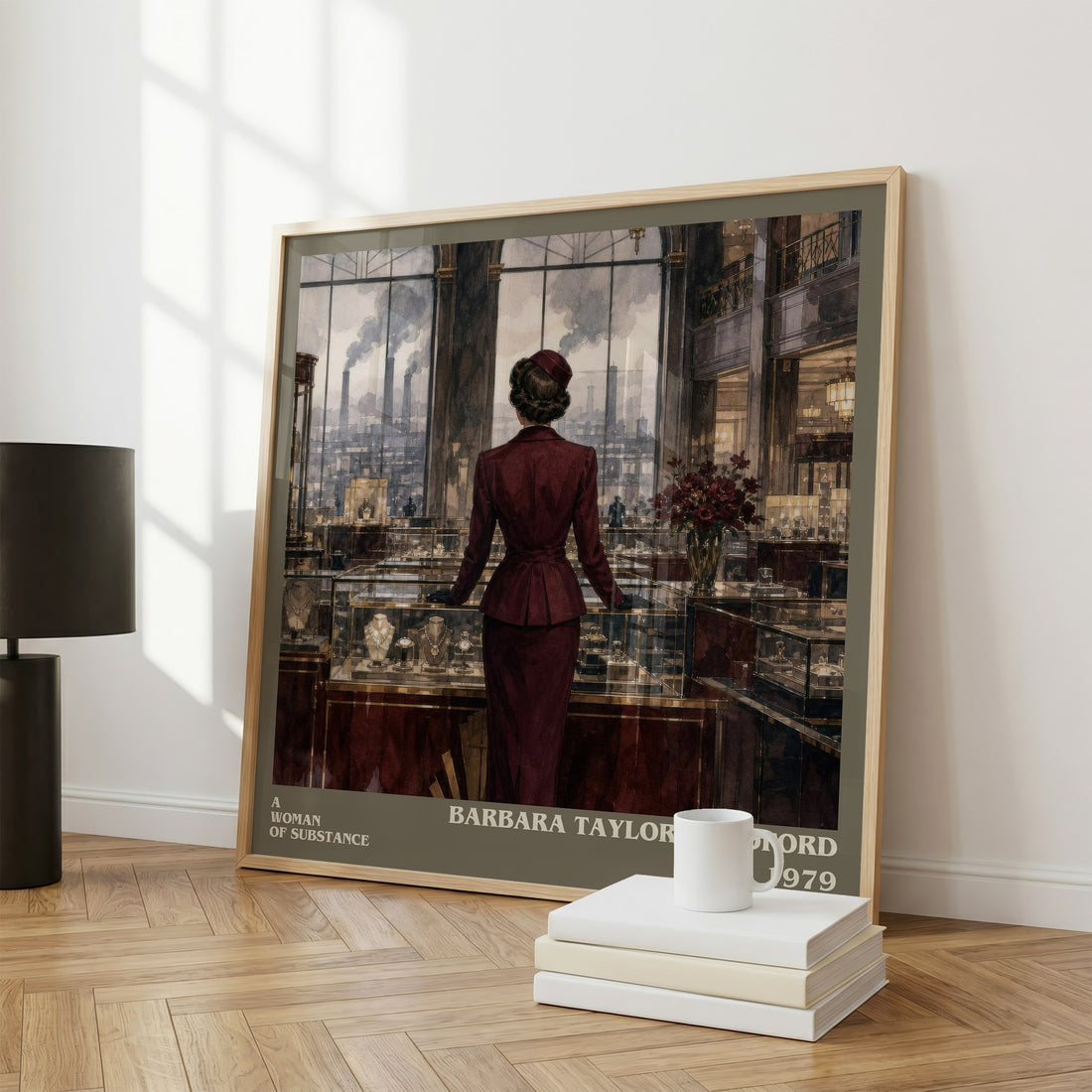 A Woman of Substance literary print framed by window – literary home decor