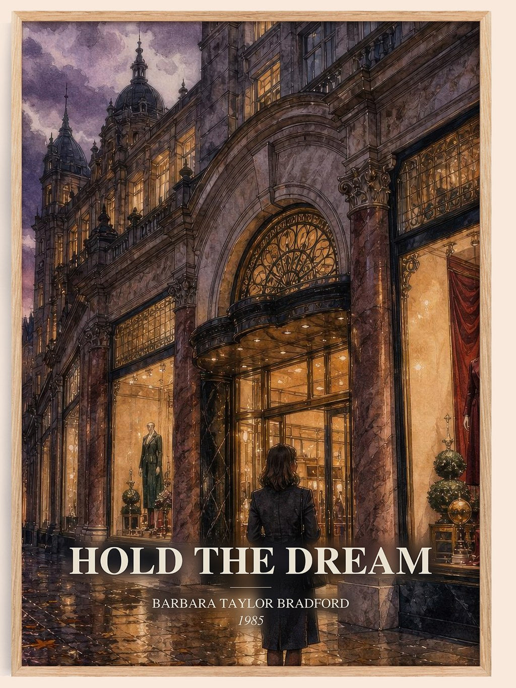 Hold the Dream watercolour book poster by Barbara Taylor Bradford – framed literary art print