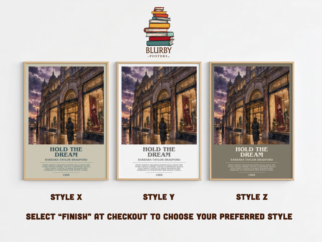 Hold the Dream bookish print in frame leaning in hallway – contemporary fiction wall art (mockup)
