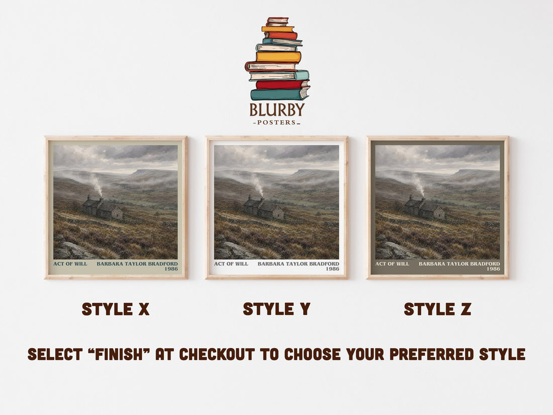 Act of Will literary print in frame leaning in hallway – historical fiction wall art (mockup)