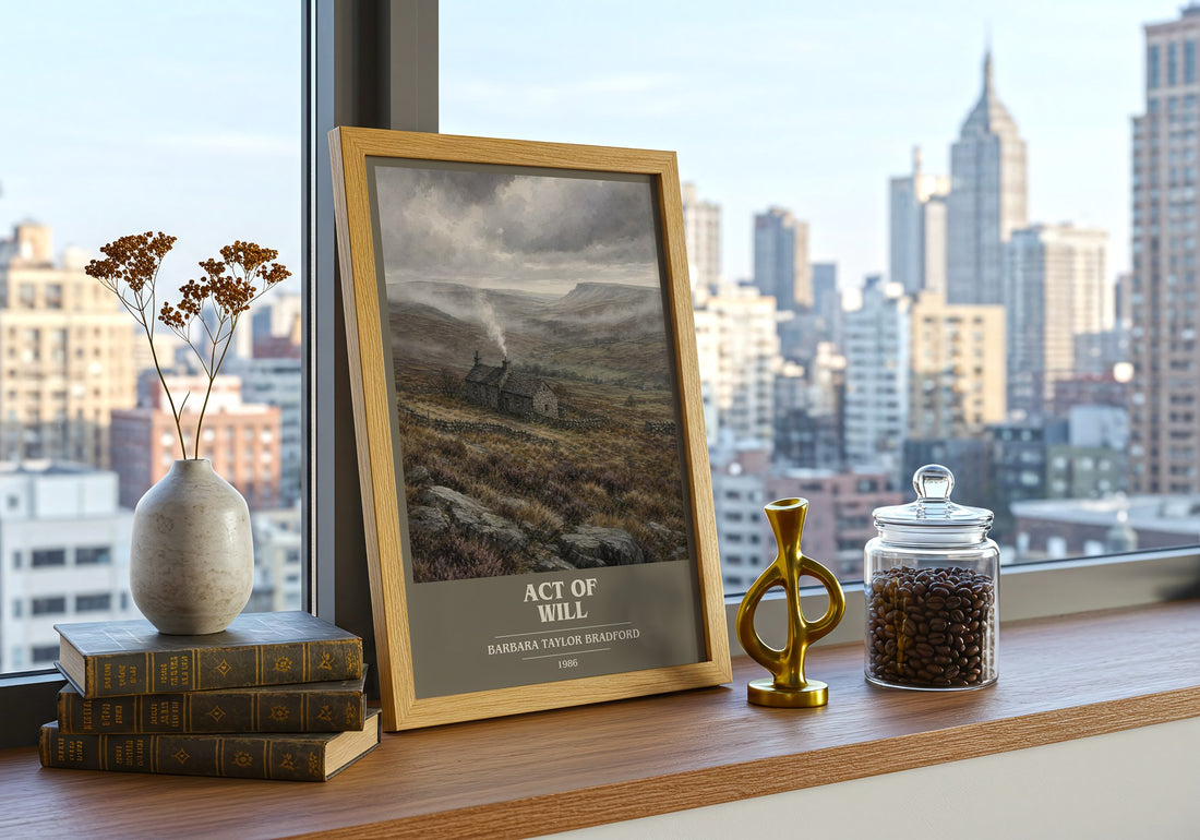 Act of Will book cover print framed by window – literary home decor