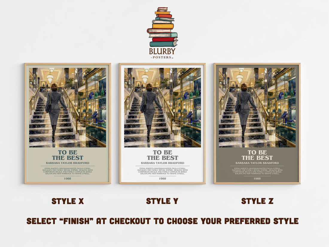 To Be the Best bookish print in frame leaning in hallway – contemporary fiction wall art (mockup)