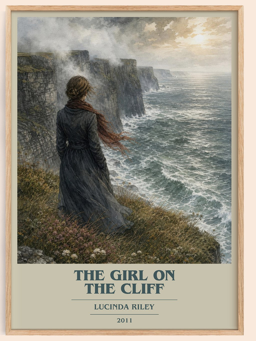 The Girl on the Cliff book cover book poster by Lucinda Riley – framed literary art print