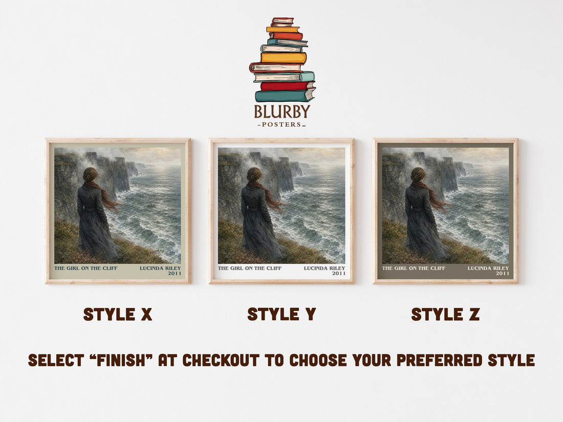 The Girl on the Cliff literary print in frame leaning in hallway – romance wall art (mockup)