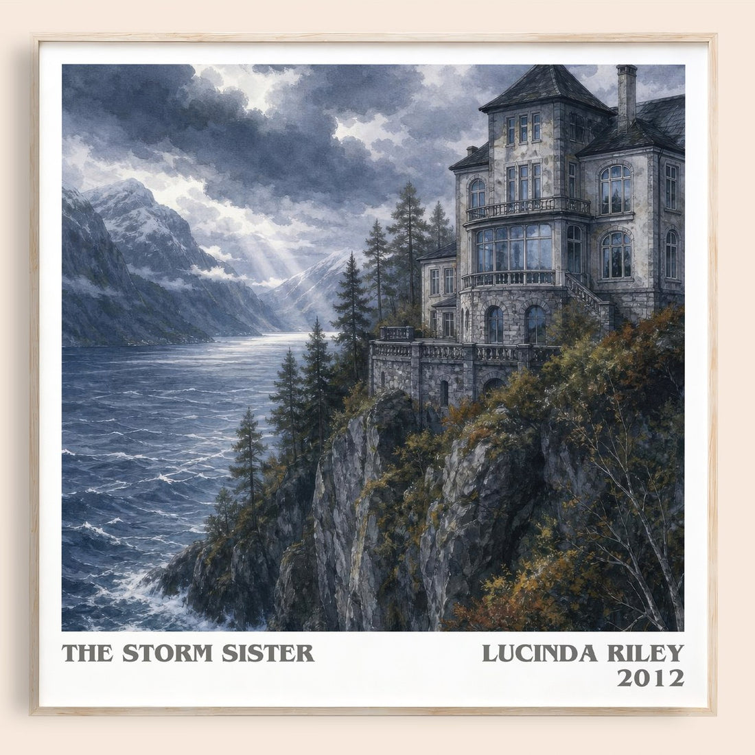 The Storm Sister literary book poster by Lucinda Riley – framed literary art print