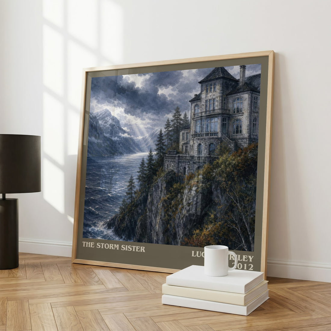 The Storm Sister literary print framed by window – literary home decor
