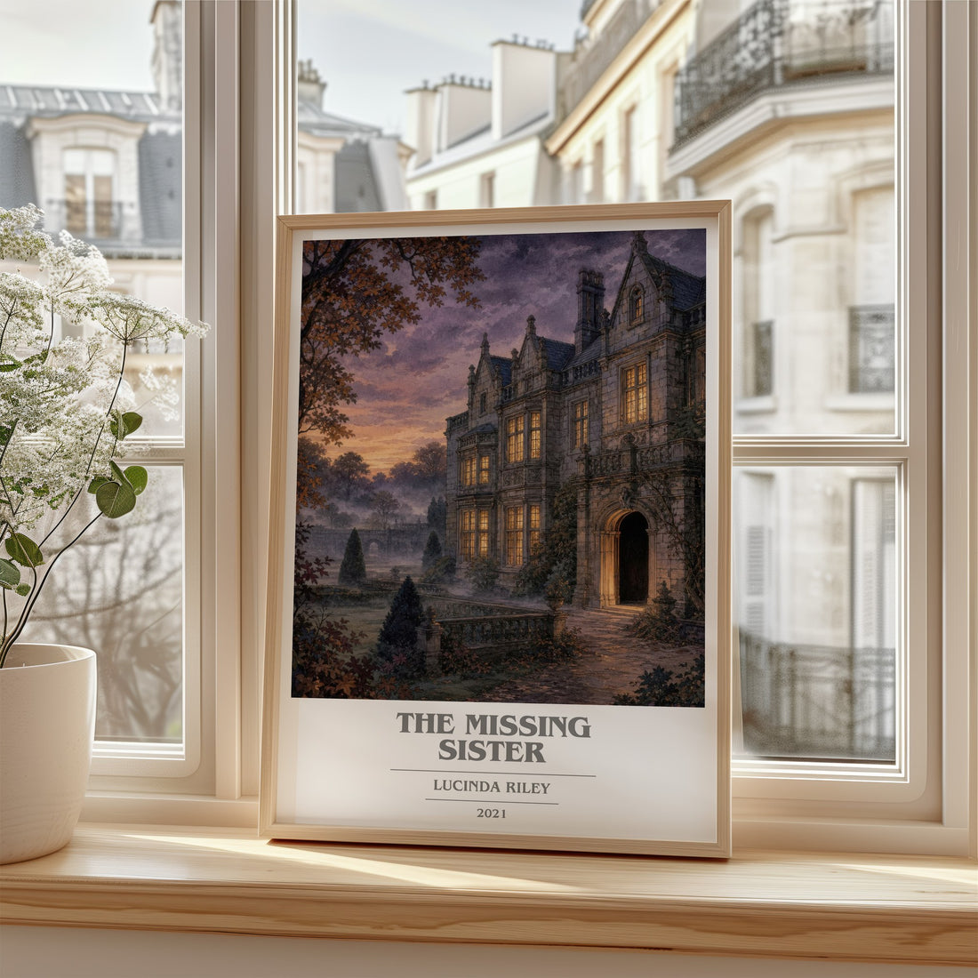 The Missing Sister book cover poster colour and style options – Lucinda Riley book art