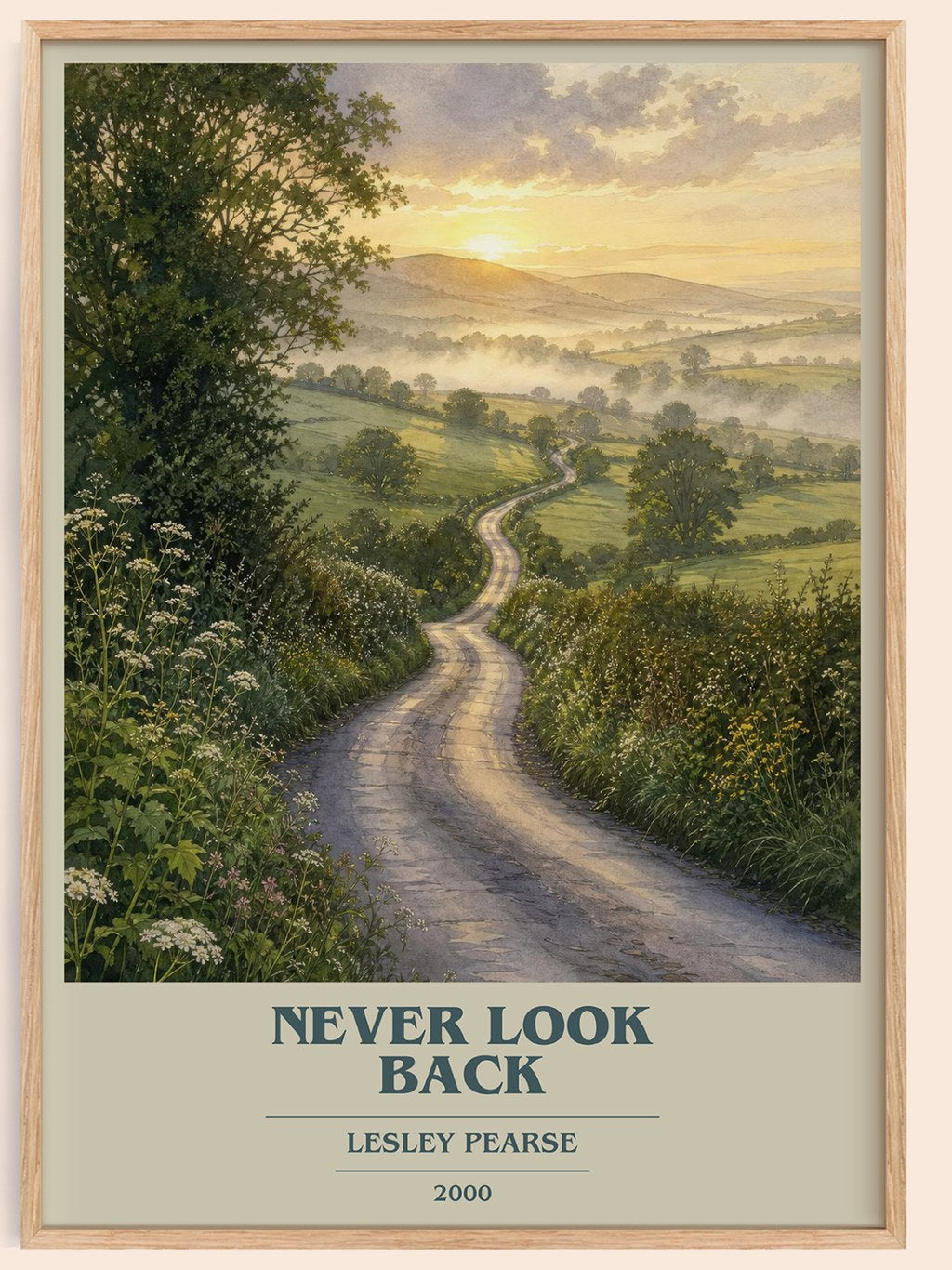 Never Look Back book cover book poster by Lesley Pearse – framed literary art print
