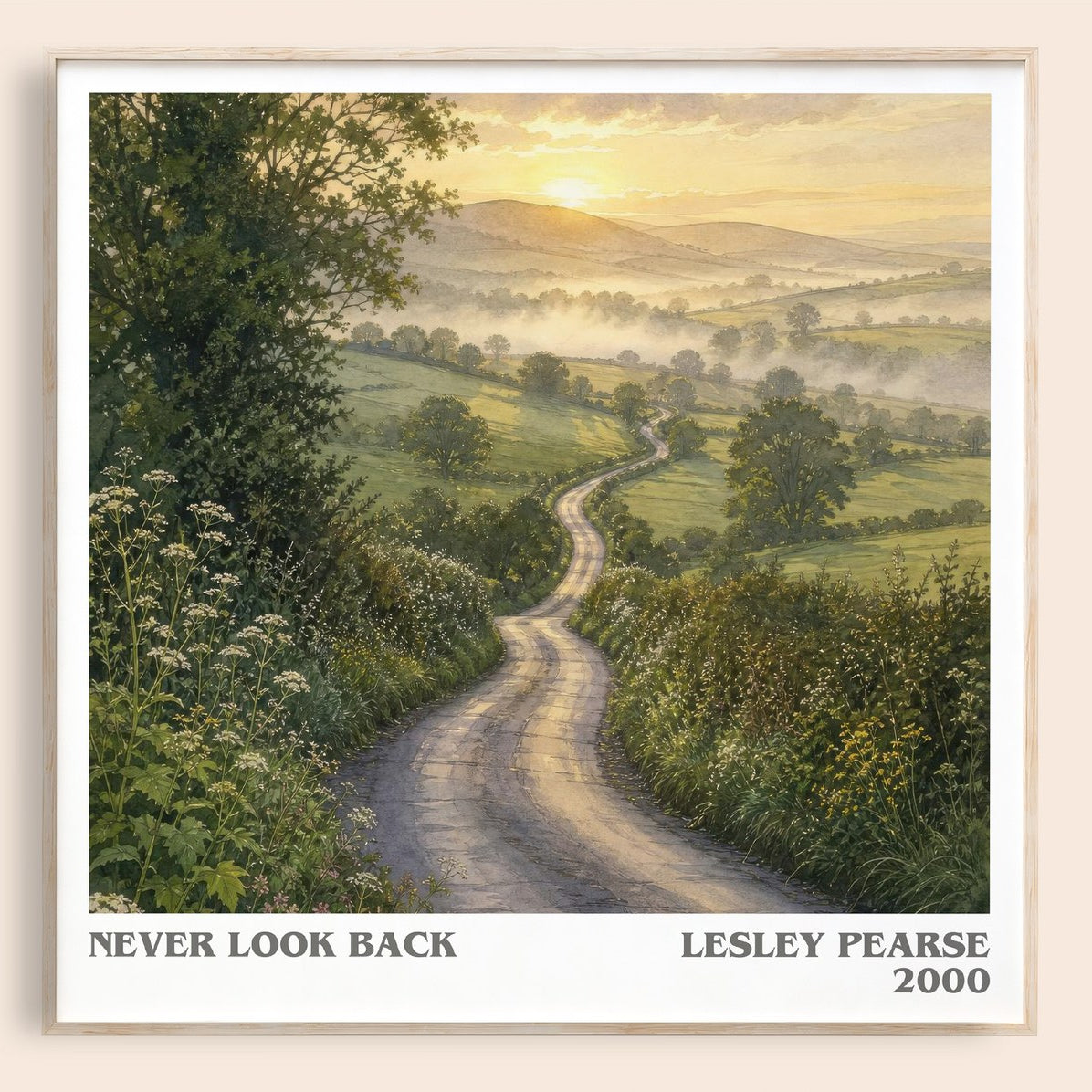 Never Look Back literary book poster by Lesley Pearse – framed literary art print