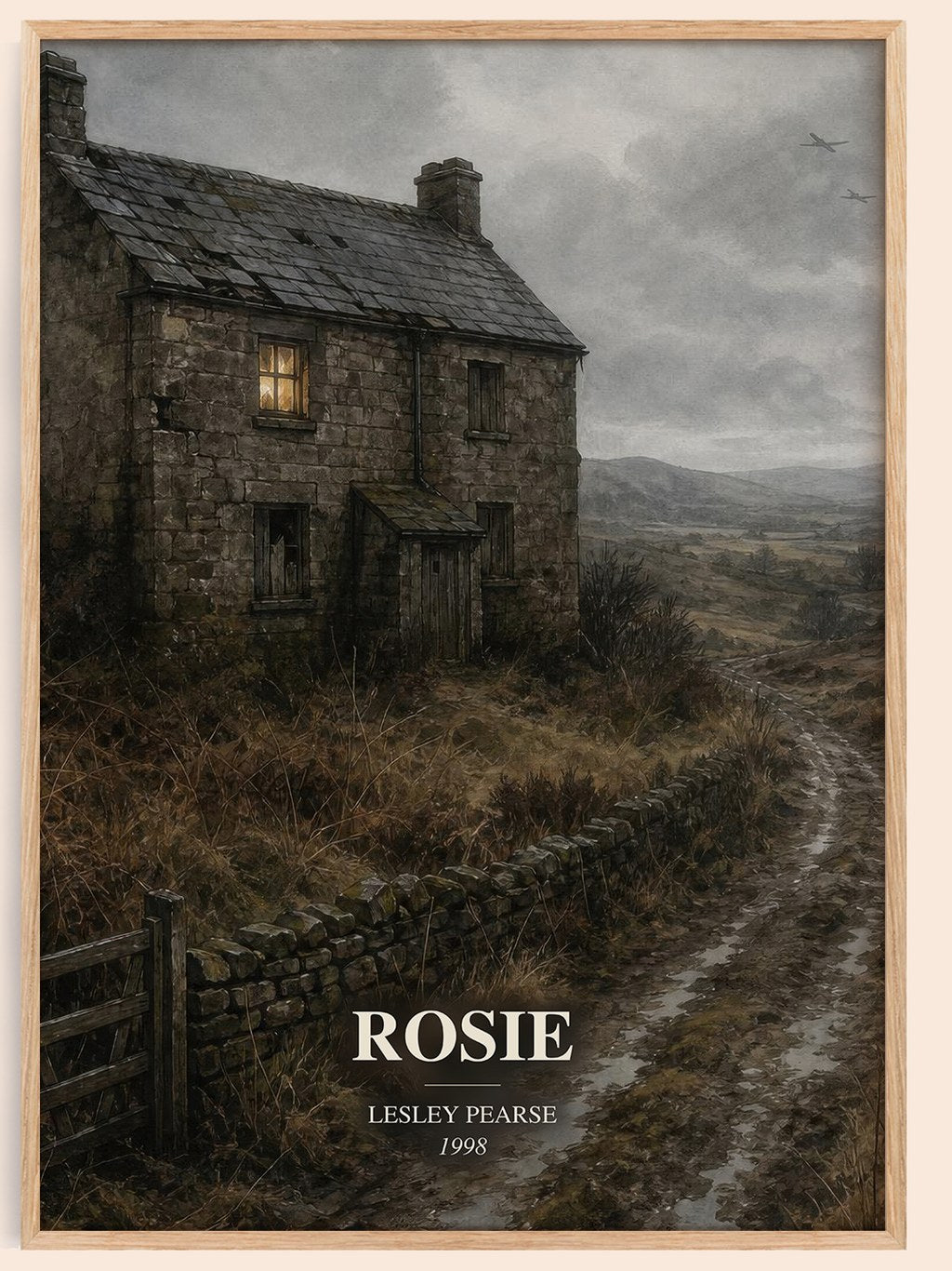 Rosie watercolour book poster by Lesley Pearse – framed literary art print