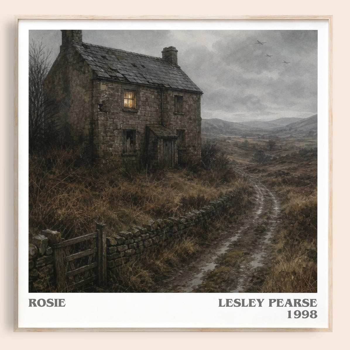 Rosie literary book poster by Lesley Pearse – framed literary art print