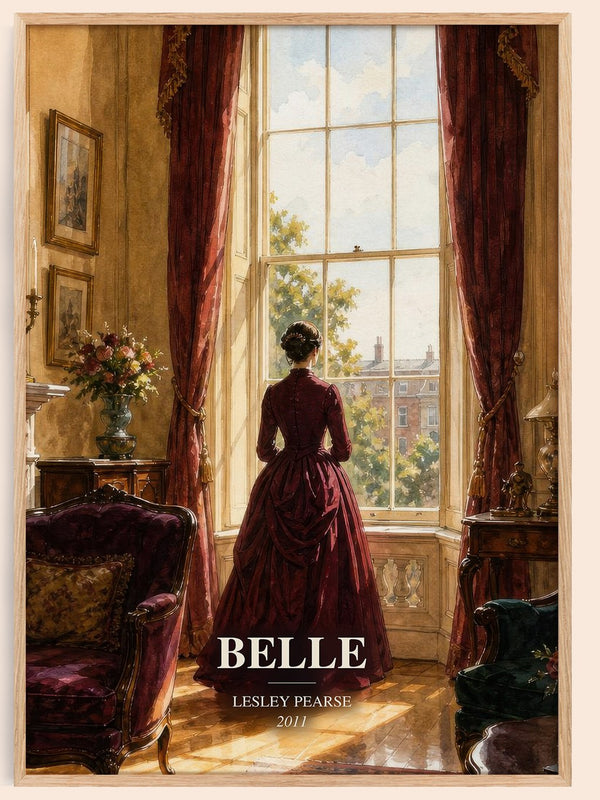Belle watercolour book poster by Lesley Pearse – framed literary art print