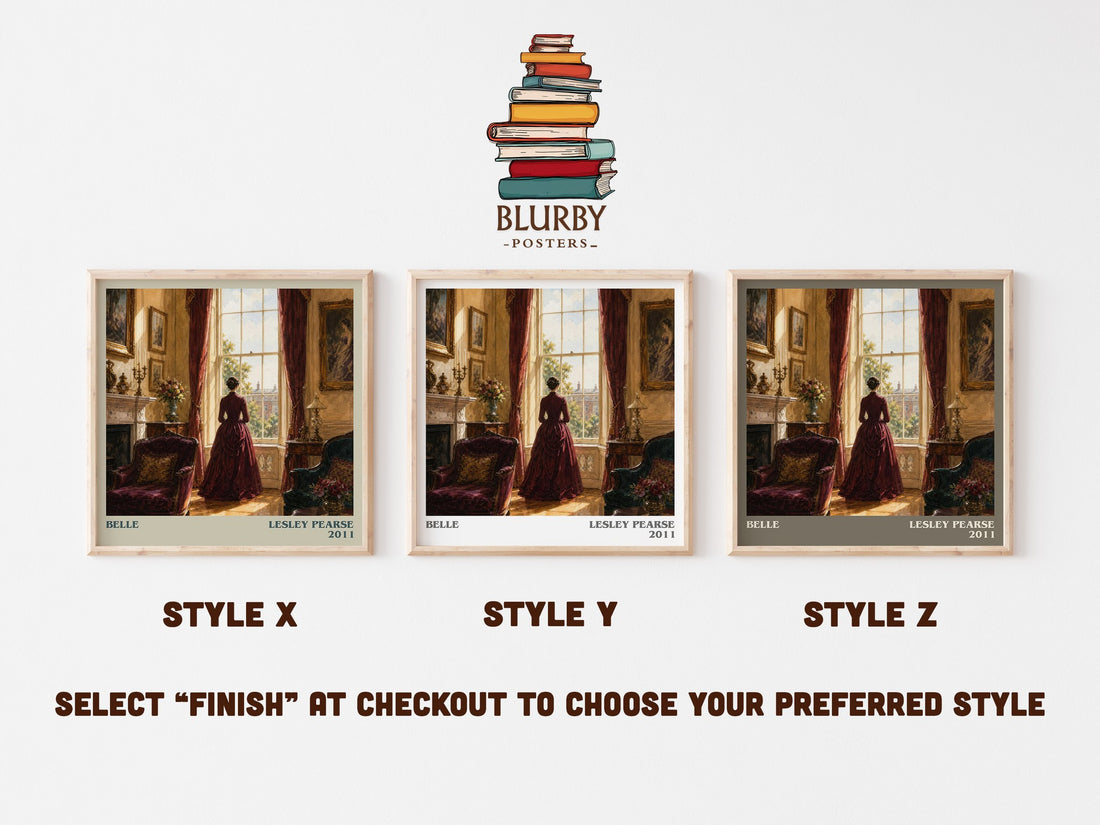 Belle literary print in frame leaning in hallway – historical fiction wall art (mockup)