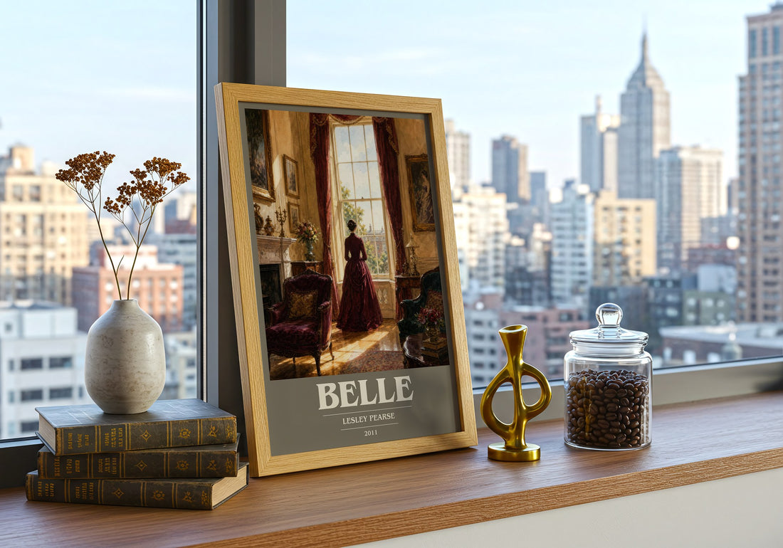 Belle book cover print framed by window – literary home decor