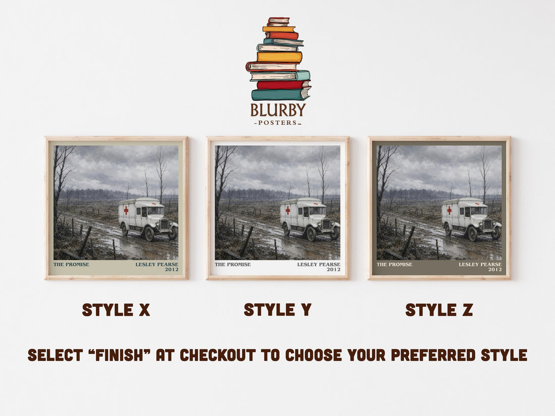 The Promise literary print in frame leaning in hallway – historical fiction wall art (mockup)
