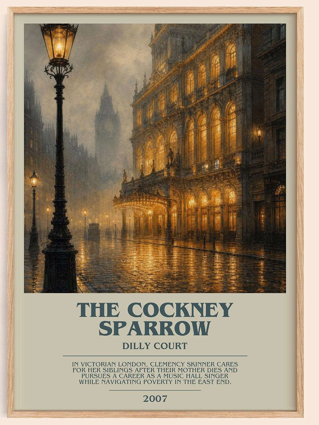 The Cockney Sparrow bookish book poster by Dilly Court – framed literary art print