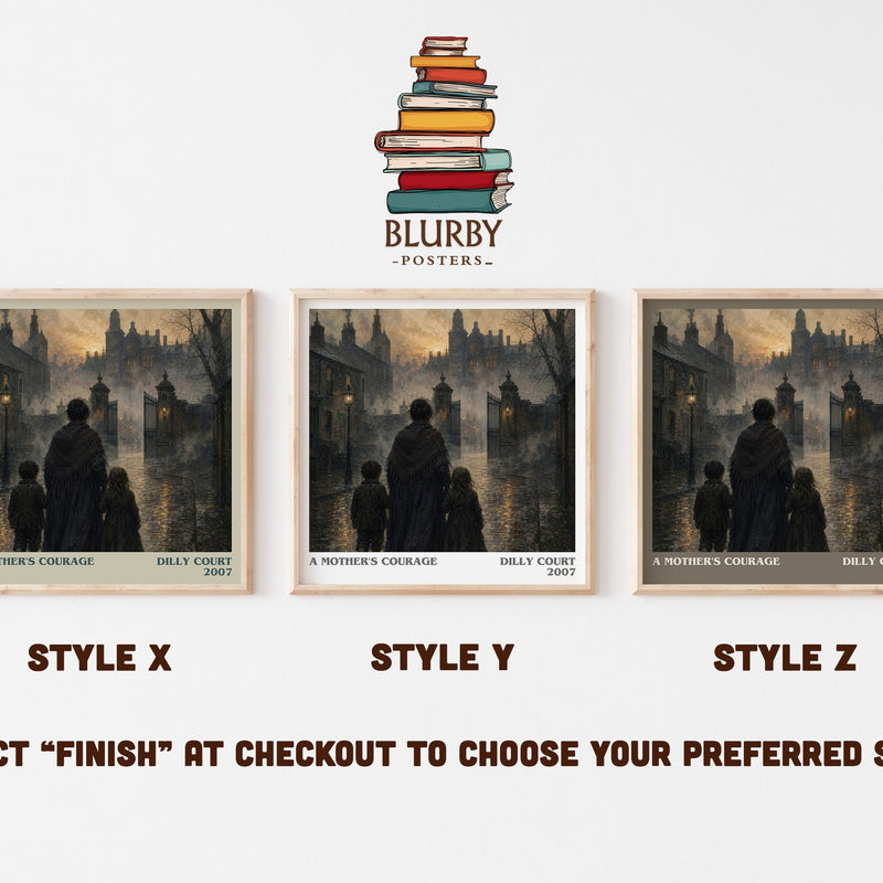 A Mother's Courage literary print in frame leaning in hallway – historical fiction wall art
