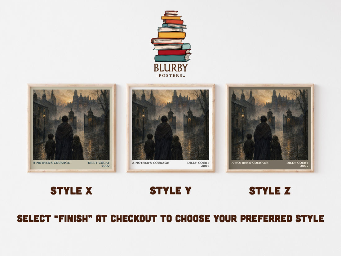 A Mother's Courage literary print in frame leaning in hallway – historical fiction wall art (mockup)