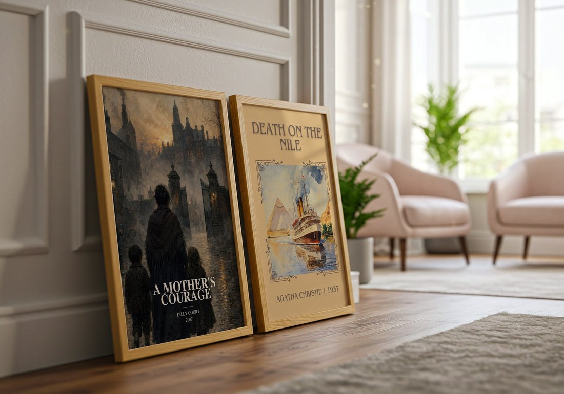 A Mother's Courage watercolour print framed by window – literary home decor