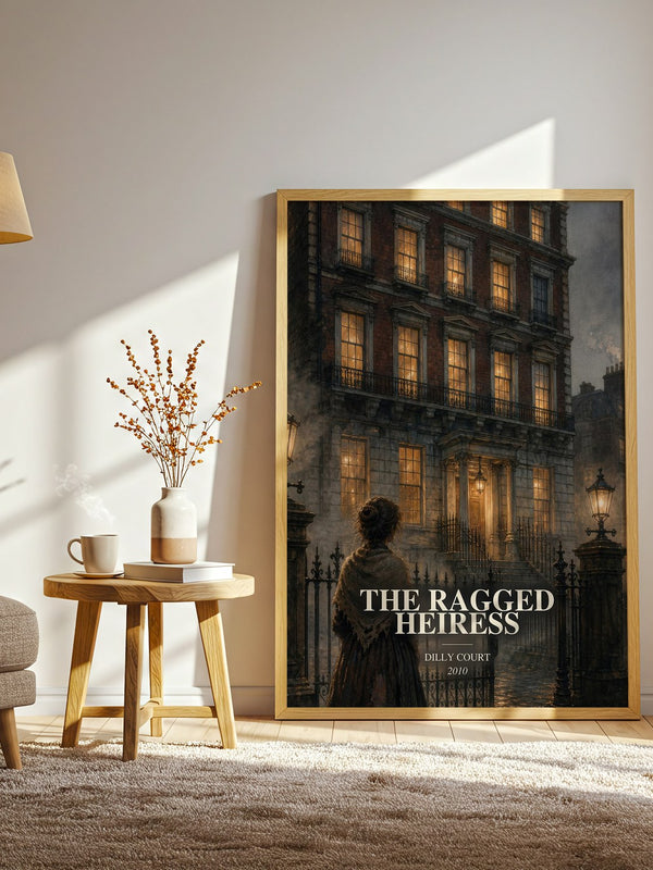 The Ragged Heiress watercolour print in frame leaning in hallway – historical fiction wall art