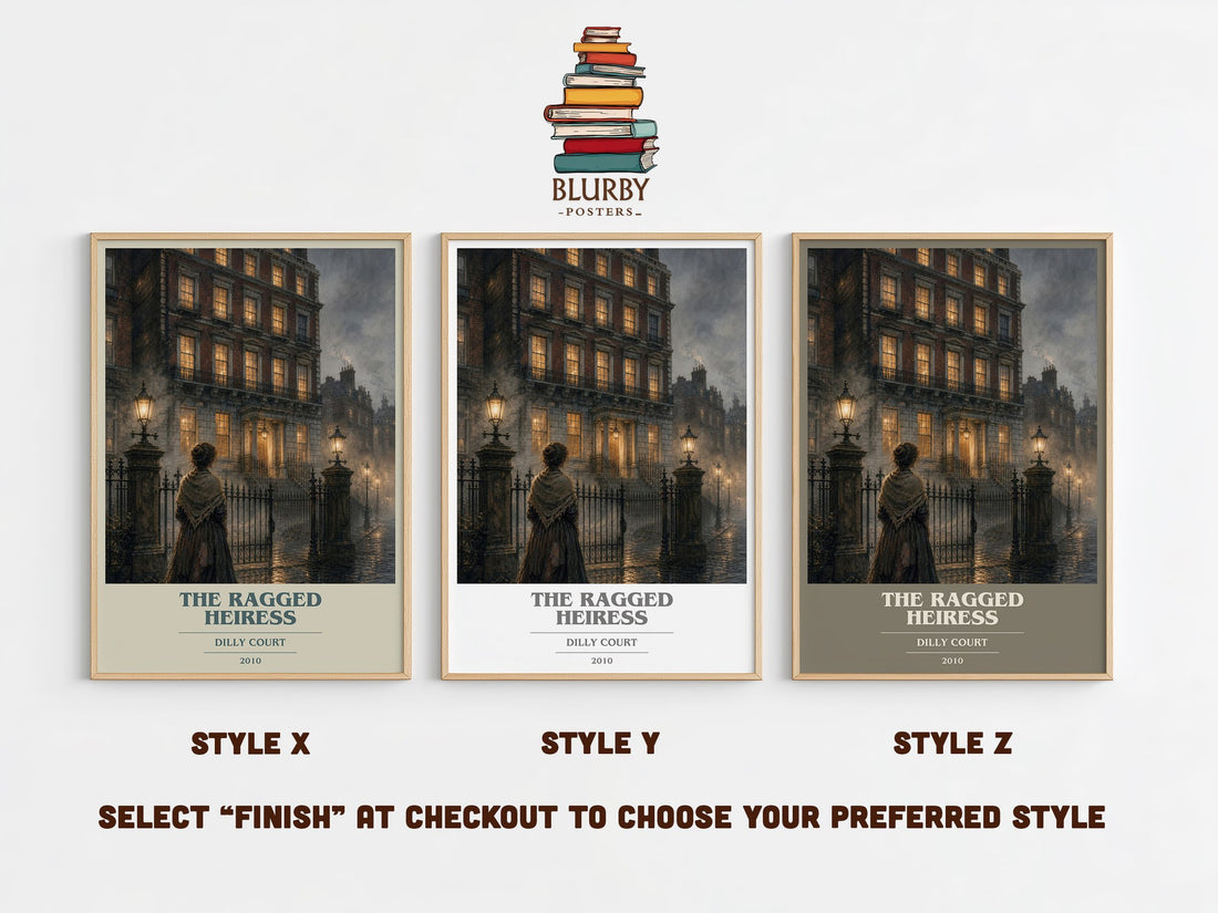 The Ragged Heiress book cover print in frame leaning in hallway – historical fiction wall art (mockup)