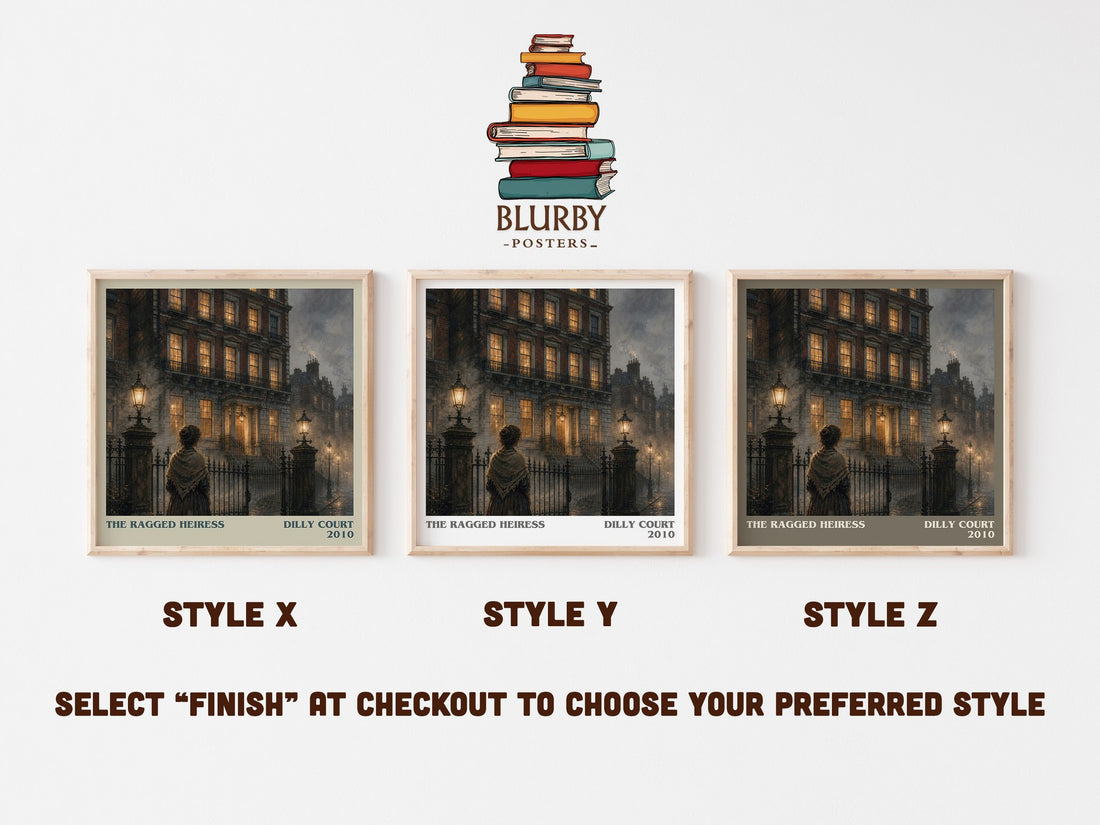 The Ragged Heiress literary print in frame leaning in hallway – historical fiction wall art (mockup)