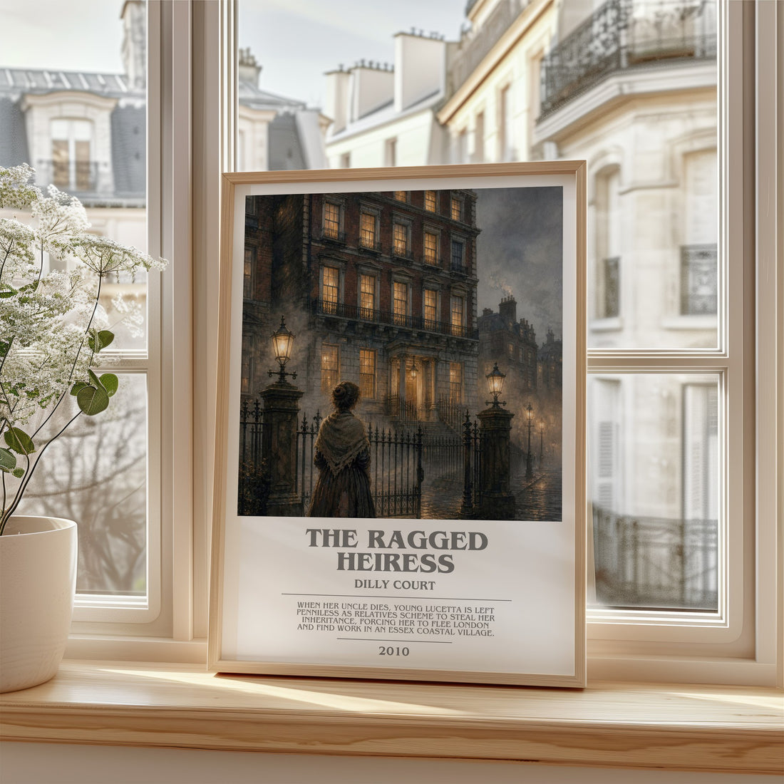 The Ragged Heiress bookish poster colour and style options – Dilly Court book art