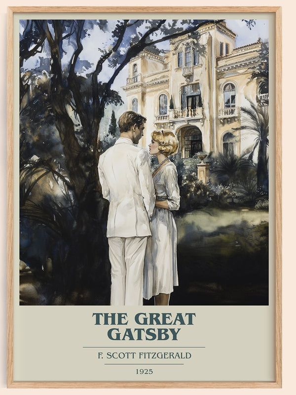 The Great Gatsby book cover book poster by F. Scott Fitzgerald – framed literary art print