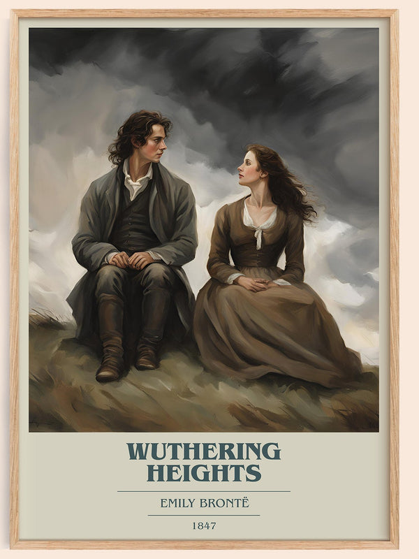 Wuthering Heights book cover book poster by Charlotte Brontë – framed literary art print