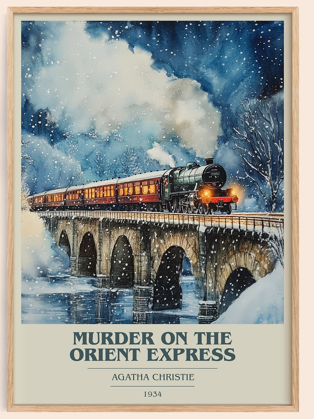 Murder On The Orient Express book cover book poster by Agatha Christie – framed literary art print