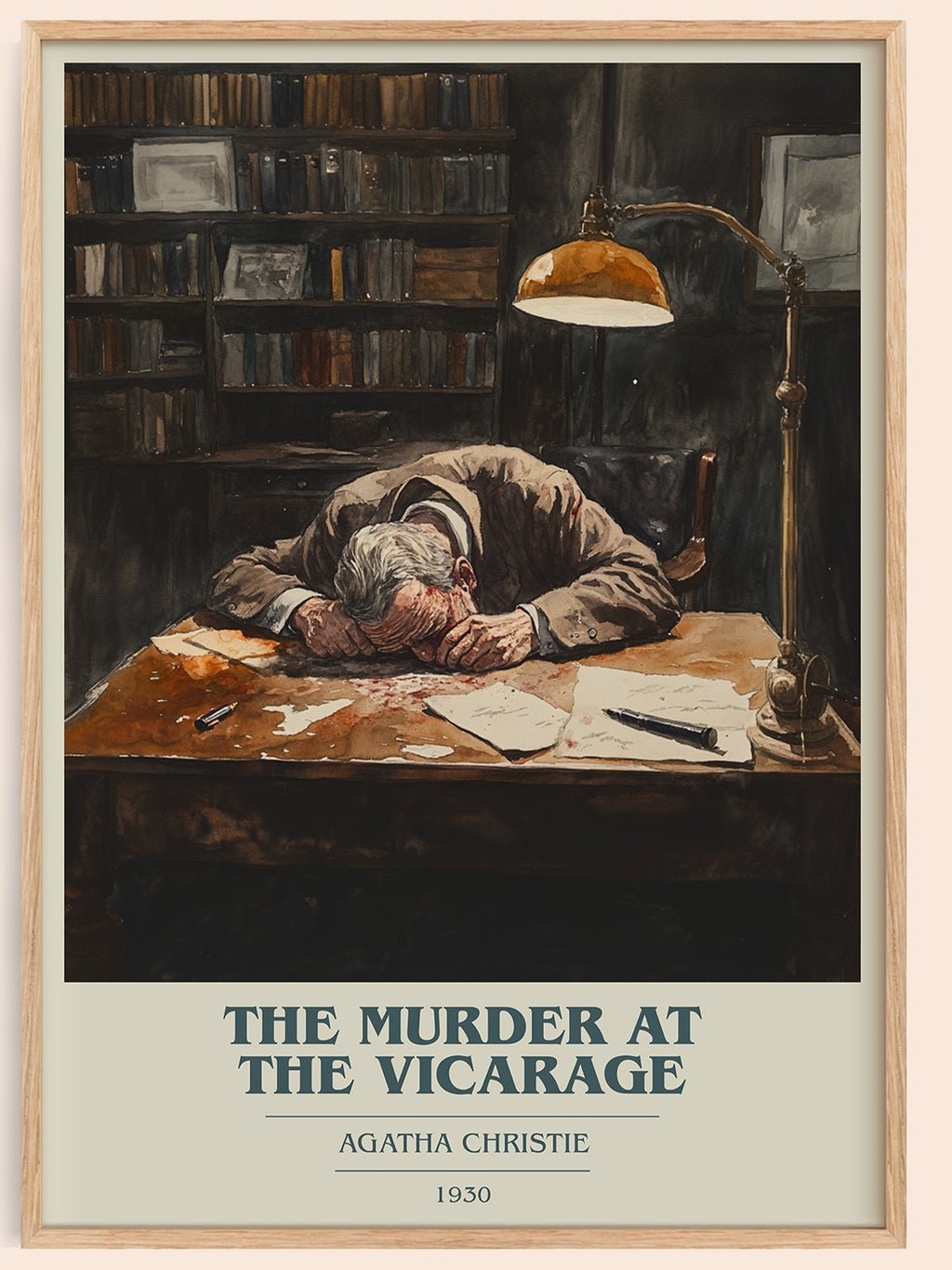 The Murder at the Vicarage book cover book poster by Agatha Christie – framed literary art print