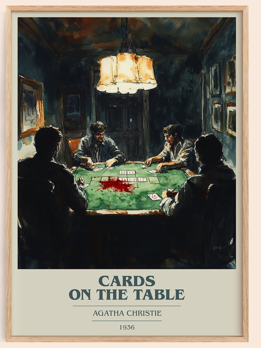 Cards on the Table book cover book poster by Agatha Christie – framed literary art print