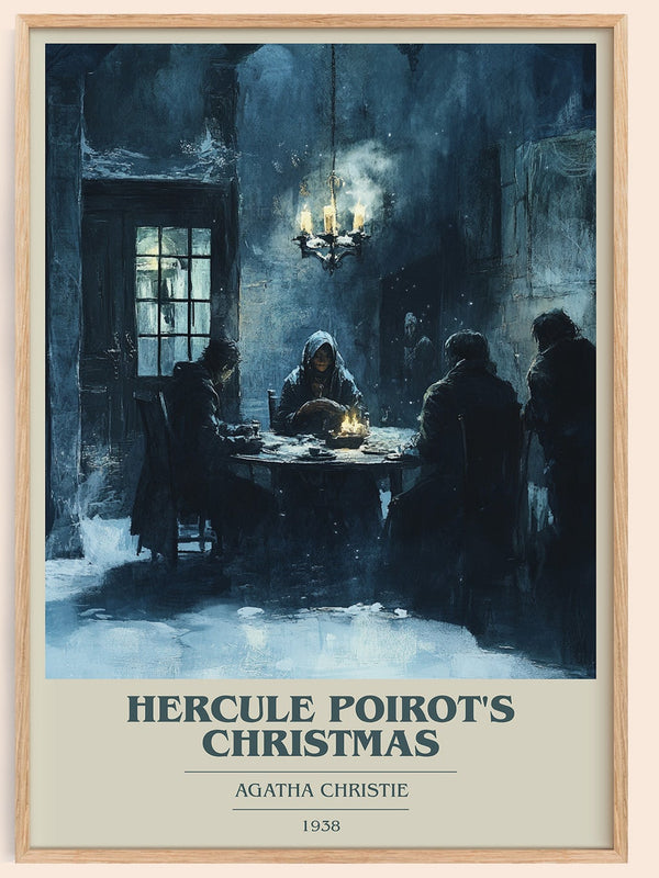 Hercule Poirot's Christmas book cover book poster by Agatha Christie – framed literary art print
