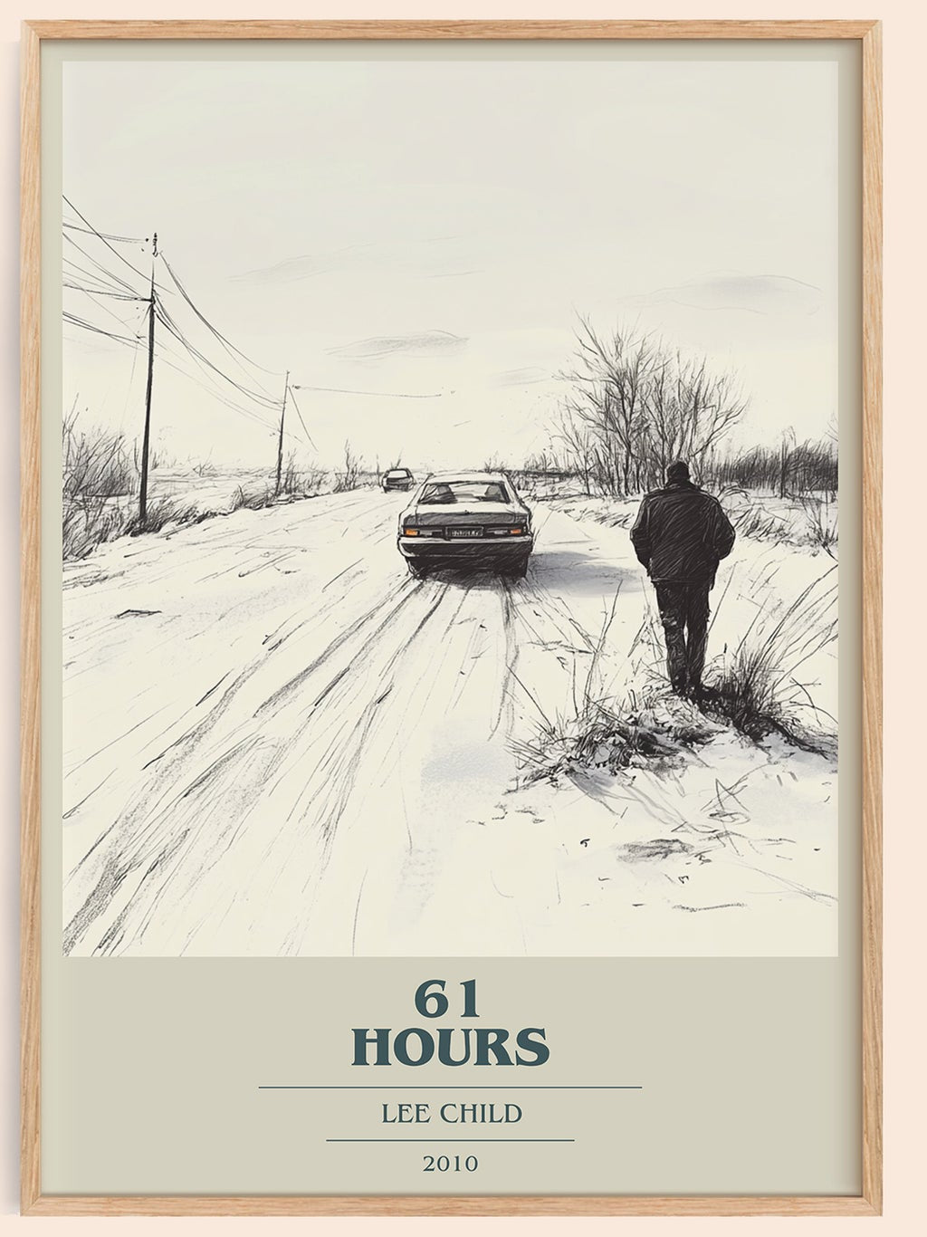 61 Hours book cover book poster by Lee Child – framed literary art print