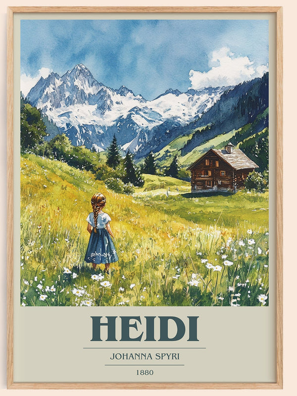 Heidi book cover book poster by Johanna Spyri – framed literary art print