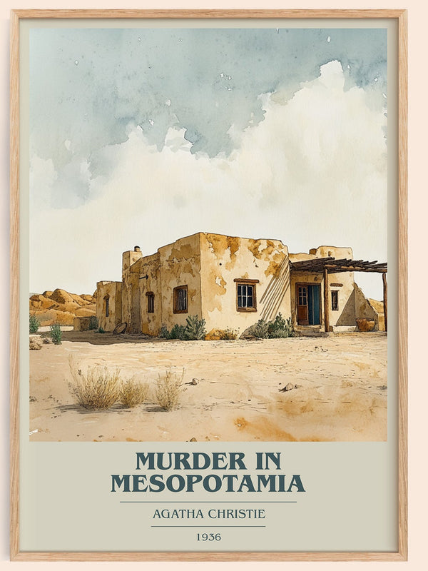 Murder in Mesopotamia book cover book poster by Agatha Christie – framed literary art print