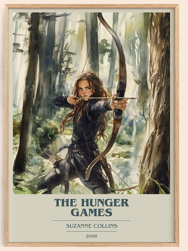 Hunger Games book cover book poster by Suzanne Collins – framed literary art print