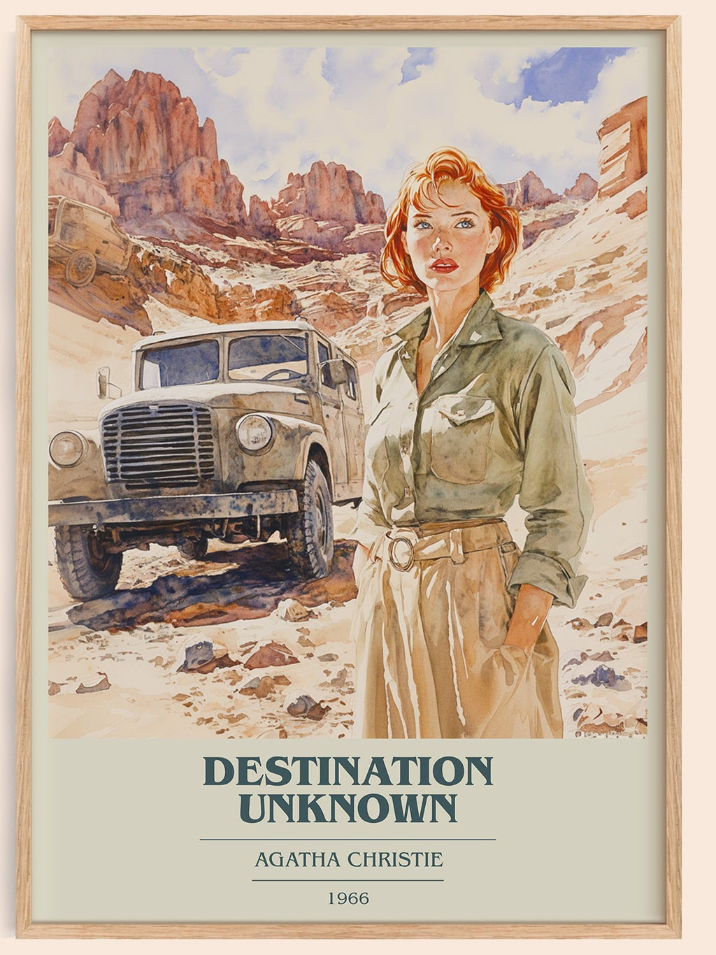 Destination Unknown book cover book poster by Agatha Christie – framed literary art print