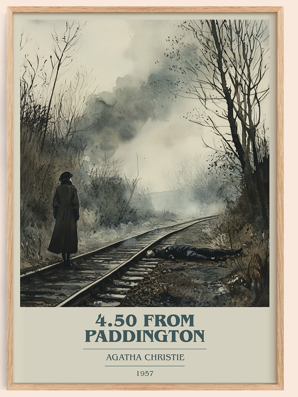 4.50 from Paddington book cover book poster by Agatha Christie – framed literary art print