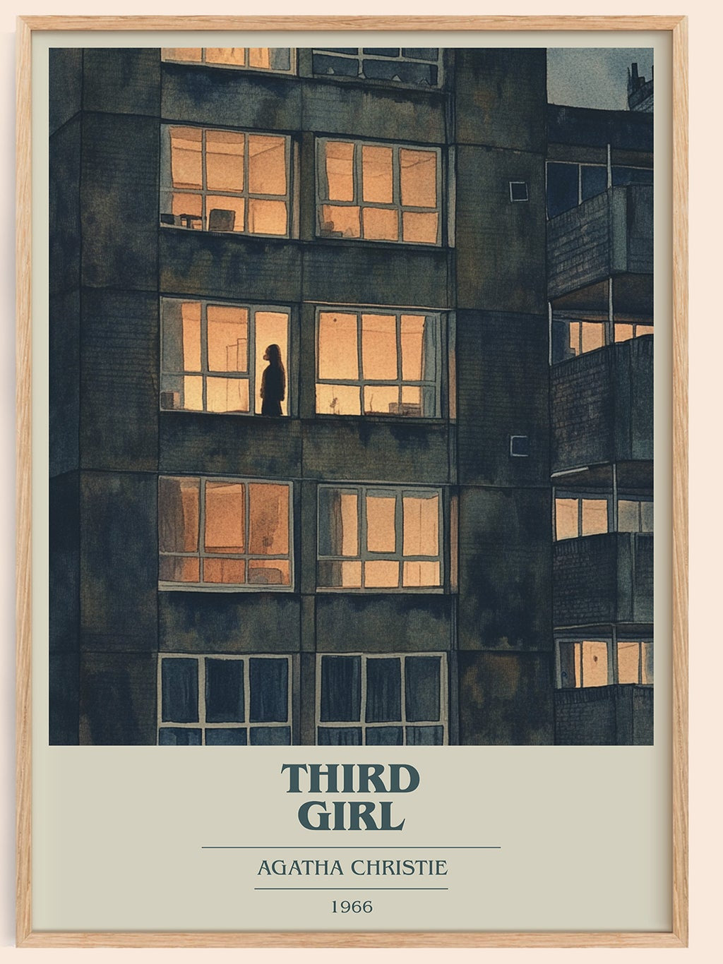 Third Girl book cover book poster by Agatha Christie – framed literary art print