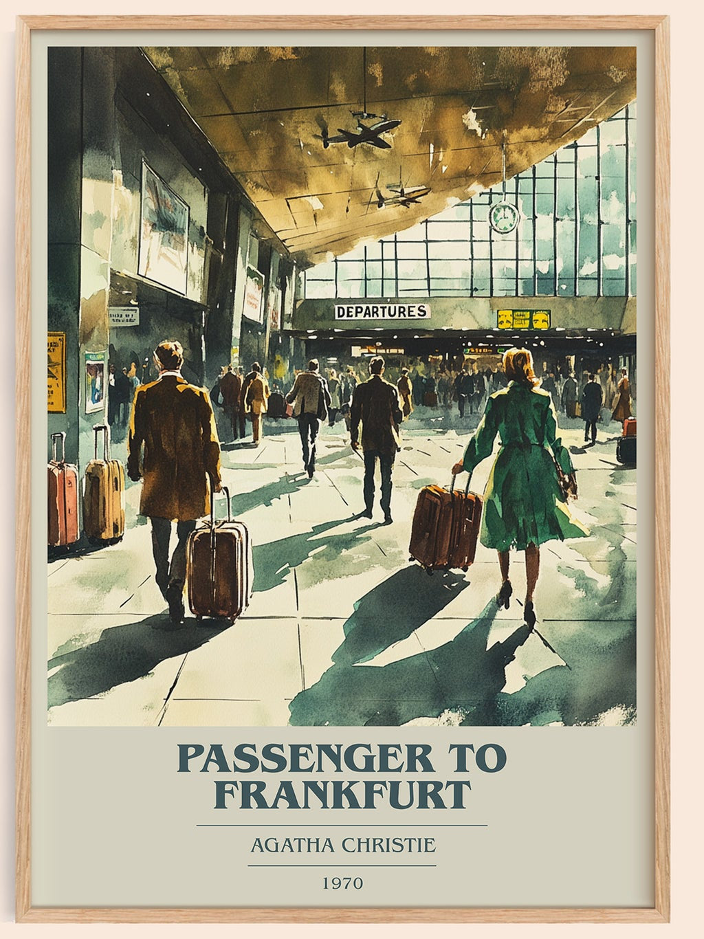 Passenger to Frankfurt book cover book poster by Agatha Christie – framed literary art print