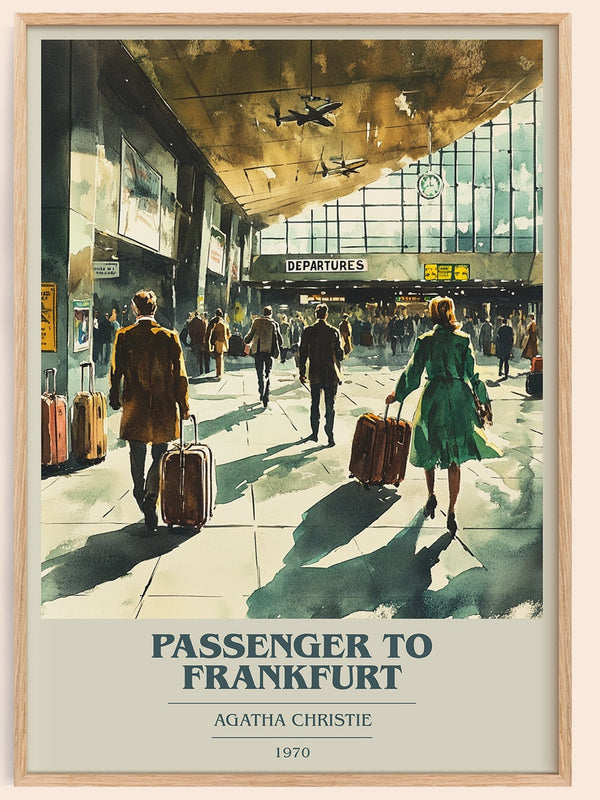Passenger to Frankfurt book cover book poster by Agatha Christie – framed literary art print