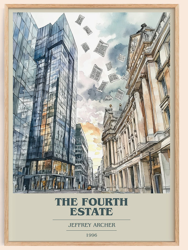 The Fourth Estate book cover book poster by Jeffrey Archer – framed literary art print
